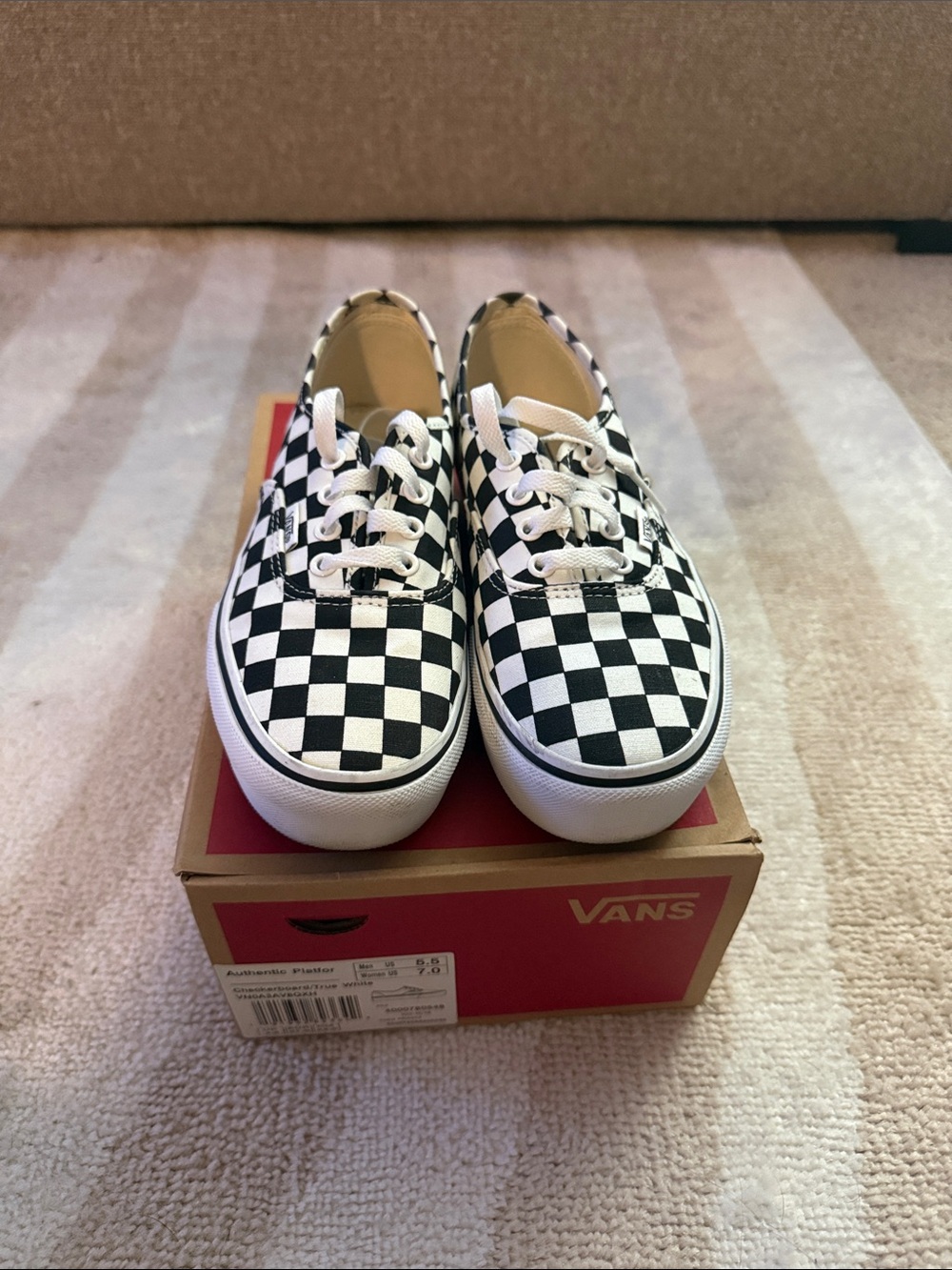 Vans Checkerboard Platform Lace-Up Sneakers - Black and White